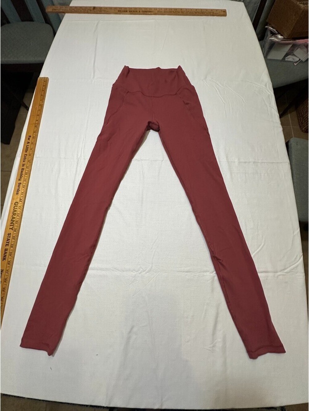 Amalli Talli Burgundy Pocket Leggings Mid-Rise Stretch Athletic Pant M Tall Long